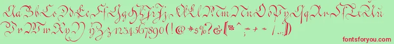 CoentgenKanzleyAufrecht Font – Red Fonts on Green Background