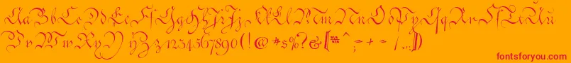 CoentgenKanzleyAufrecht Font – Red Fonts on Orange Background