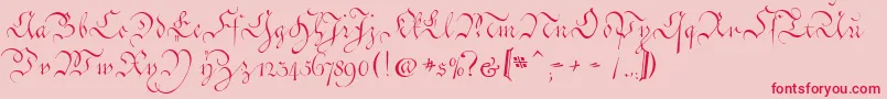 フォントCoentgenKanzleyAufrecht – ピンクの背景に赤い文字