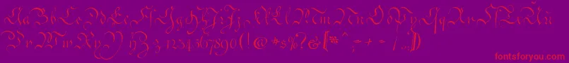 フォントCoentgenKanzleyAufrecht – 紫の背景に赤い文字