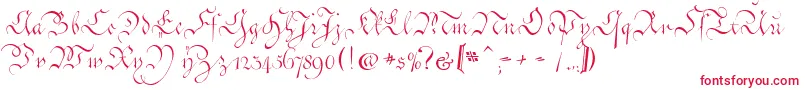 CoentgenKanzleyAufrecht-fontti – punaiset fontit valkoisella taustalla