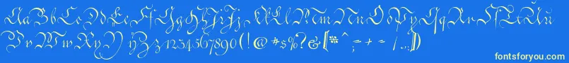CoentgenKanzleyAufrecht-fontti – keltaiset fontit sinisellä taustalla