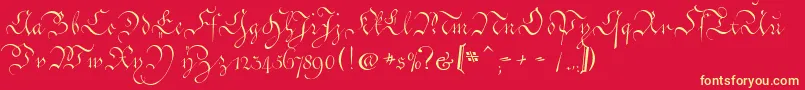 CoentgenKanzleyAufrecht Font – Yellow Fonts on Red Background