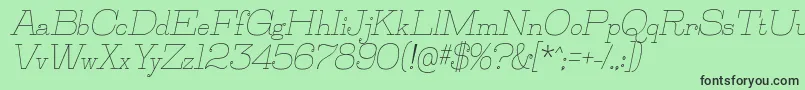 Fonte JillsvilleItalic – fontes pretas em um fundo verde