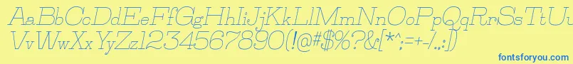 JillsvilleItalic-Schriftart – Blaue Schriften auf gelbem Hintergrund