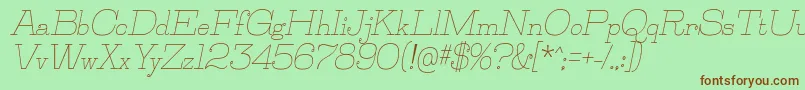 Fonte JillsvilleItalic – fontes marrons em um fundo verde