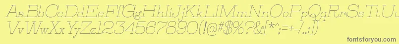 Fonte JillsvilleItalic – fontes cinzas em um fundo amarelo