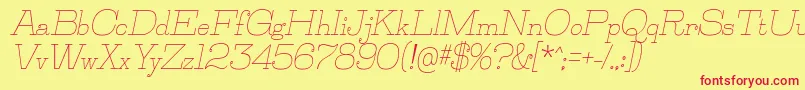 Fonte JillsvilleItalic – fontes vermelhas em um fundo amarelo