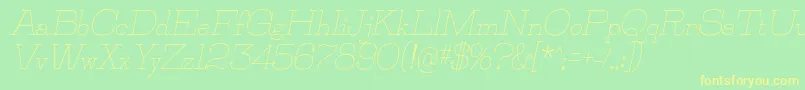 JillsvilleItalic Font – Yellow Fonts on Green Background