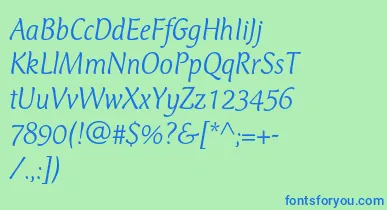 CtmercuriusstdLightitalic font – Blue Fonts On Green Background