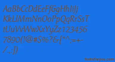 CtmercuriusstdLightitalic font – Brown Fonts On Blue Background