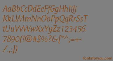 CtmercuriusstdLightitalic font – Brown Fonts On Gray Background