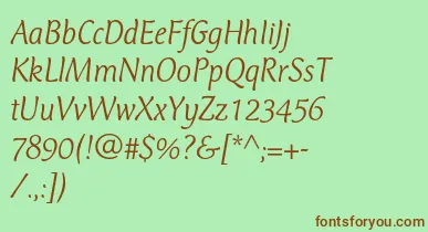 CtmercuriusstdLightitalic font – Brown Fonts On Green Background