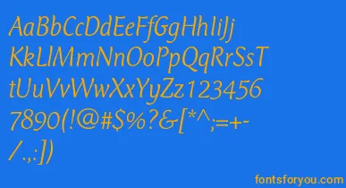 CtmercuriusstdLightitalic font – Orange Fonts On Blue Background