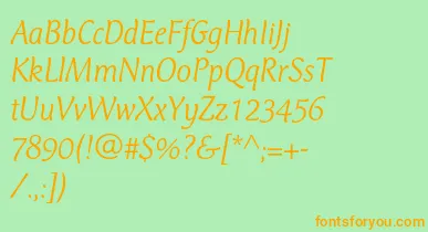 CtmercuriusstdLightitalic font – Orange Fonts On Green Background