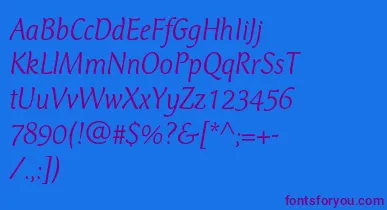 CtmercuriusstdLightitalic font – Purple Fonts On Blue Background