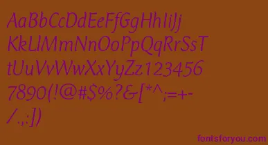 CtmercuriusstdLightitalic font – Purple Fonts On Brown Background