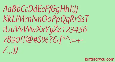 CtmercuriusstdLightitalic font – Red Fonts On Green Background