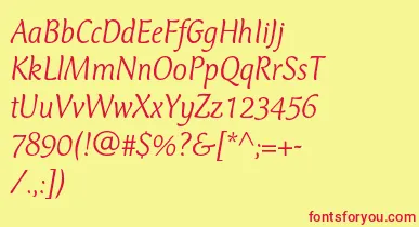 CtmercuriusstdLightitalic font – Red Fonts On Yellow Background