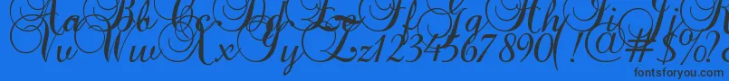 Police Baroque Script – polices noires sur fond bleu