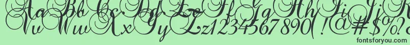 Czcionka Baroque Script – czarne czcionki na zielonym tle