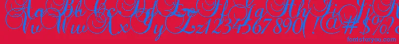 Baroque Script Font – Blue Fonts on Red Background