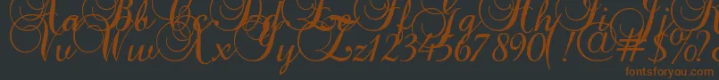 Baroque Script-Schriftart – Braune Schriften auf schwarzem Hintergrund