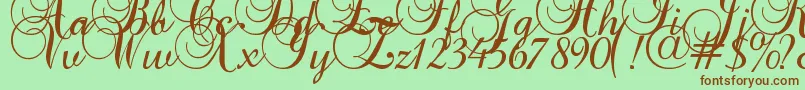 fuente Baroque Script – Fuentes Marrones Sobre Fondo Verde