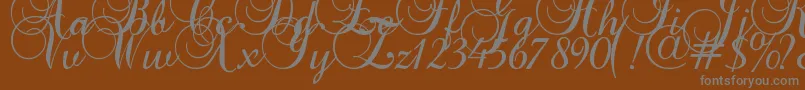 Baroque Script-Schriftart – Graue Schriften auf braunem Hintergrund