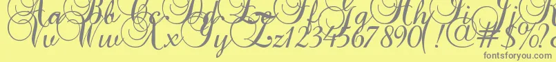 Baroque Script-Schriftart – Graue Schriften auf gelbem Hintergrund