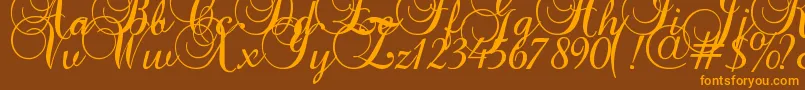 Baroque Script-Schriftart – Orangefarbene Schriften auf braunem Hintergrund