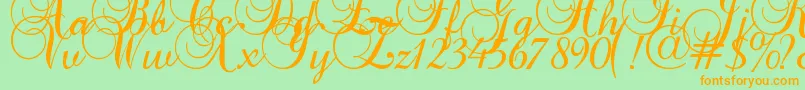 Fonte Baroque Script – fontes laranjas em um fundo verde