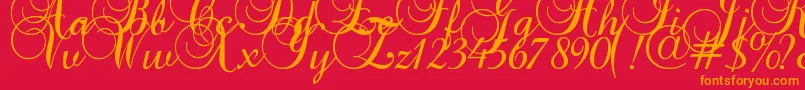 Baroque Script-Schriftart – Orangefarbene Schriften auf rotem Hintergrund