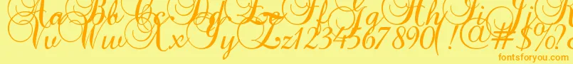Baroque Script Font – Orange Fonts on Yellow Background