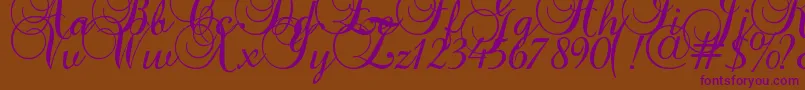 Baroque Script-Schriftart – Violette Schriften auf braunem Hintergrund