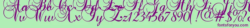 Baroque Script-Schriftart – Violette Schriften auf grünem Hintergrund