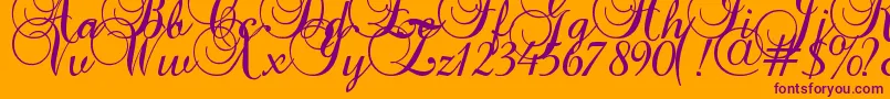 Baroque Script Font – Purple Fonts on Orange Background