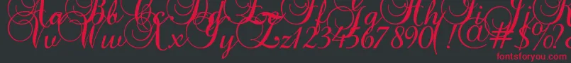 Baroque Script-Schriftart – Rote Schriften auf schwarzem Hintergrund