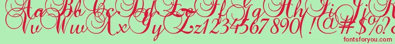 Baroque Script-Schriftart – Rote Schriften auf grünem Hintergrund