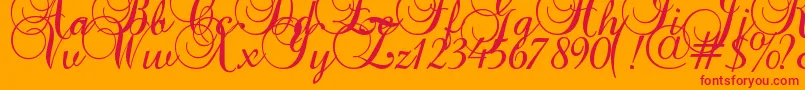 Fonte Baroque Script – fontes vermelhas em um fundo laranja