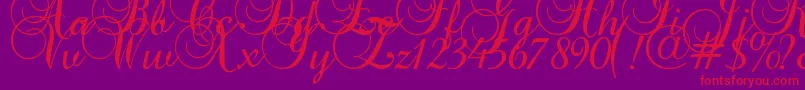 Fonte Baroque Script – fontes vermelhas em um fundo violeta