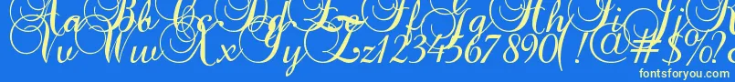 Baroque Script Font – Yellow Fonts on Blue Background