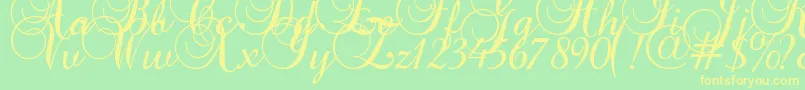 Baroque Script Font – Yellow Fonts on Green Background