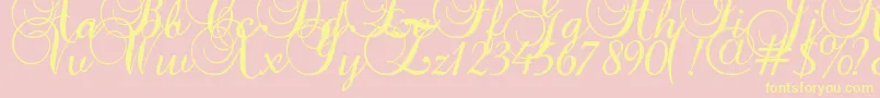 Baroque Script Font – Yellow Fonts on Pink Background