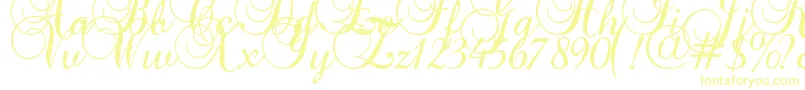 Baroque Script-Schriftart – Gelbe Schriften auf weißem Hintergrund