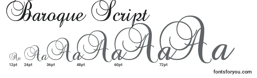 Baroque Script Font Sizes