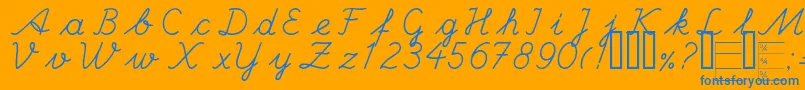 Handc-Schriftart – Blaue Schriften auf orangefarbenem Hintergrund