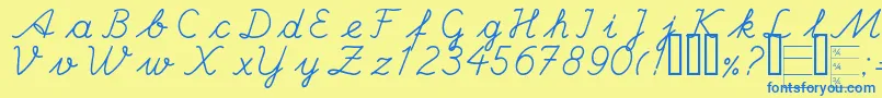 Handcフォントについての詳細 フォントHandc – 青い文字が黄色の背景にあります。