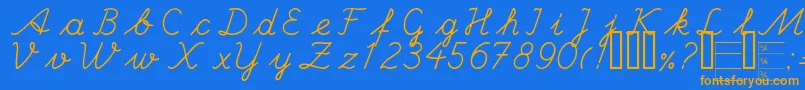 Handc-Schriftart – Orangefarbene Schriften auf blauem Hintergrund
