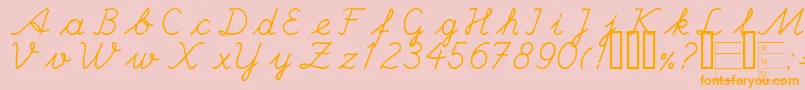 Handc-Schriftart – Orangefarbene Schriften auf rosa Hintergrund
